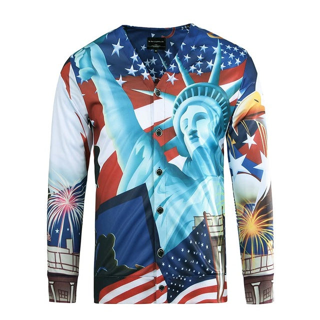 USA Long Sleeve V-Neck Liberty Shirt